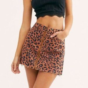 Free People Zip It Up Mini Skirt Size 31 in Pineapple Combo